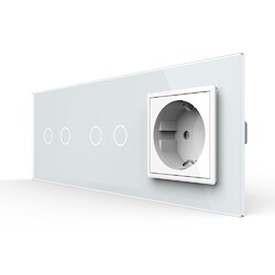 Сенсорный выключатель Livolo комбинированный на 4 линии 1 розетка 3 модуля Белый