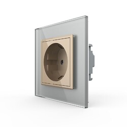 Розетка Livolo 1 пост Золотая с серой рамкой