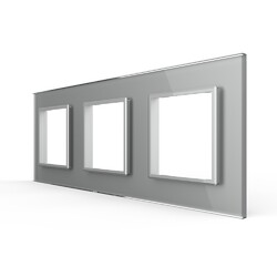 Рамка для розетки Livolo 3 поста, цвет серый, стекло