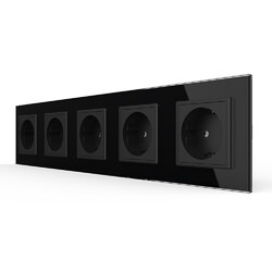 Розетка Livolo 5 модулей Черная