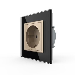 Розетка Livolo 1 пост Золотая с черной рамкой