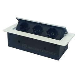 Розетка горизонтальная выдвижная 3 Euro 16A RocketSocket, цвет белый