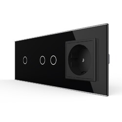 Сенсорный выключатель Livolo комбинированный на 3 линии 1 розетка 3 модуля Черный