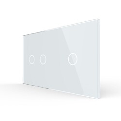 Панель для двух сенсорных выключателей Livolo, 3 клавиши (2+1), цвет белый, стекло