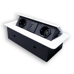 Розетка горизонтальная выдвижная 2 Euro 16A, 2 USB A с блоком 5В/2.1А RocketSocket, проводка, цвет белый