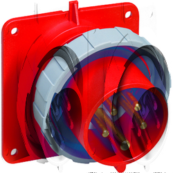 ABB BAU Вилка панельная с угловым фланцем 416BAU6W, 16A, 3P+N+E, IP67, 6ч арт. 2CMA166712R1000