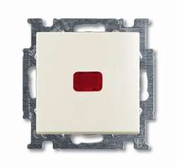 ABB BJB Basic 55 Шале (бел) Выключатель кнопочный 1-клавишный, с линзой, без лампы, НО контакт арт. 1413-0-1100