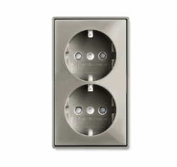 ABB BJB Basic 55 Шамп Розетка 2-ая с/з моноблок, с защитными шторками арт. 2021-0-0380