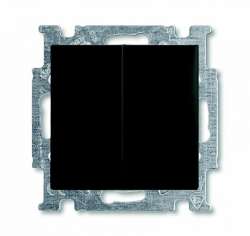 ABB BJB Basic 55 Шато (чёрн) Выключатель 2-клавишный с подсветкой арт. 1012-0-2178