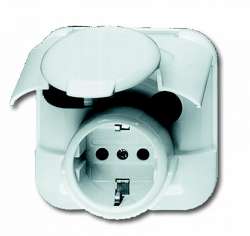 ABB BJE Allwetter 44 Альпийский Бел Розетка с/з с защитными шторками арт. 3116-0-0647