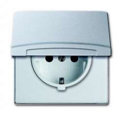 ABB BJE Allwetter 44 Серебристый алюминий Розетка 16А 250В с/з с крышкой, IP44 арт. 2064-0-0293