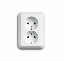 ABB BJE Alpha Nea/Exl Бел глянц Розетка 2-я с/з литая арт. 2014-0-1247