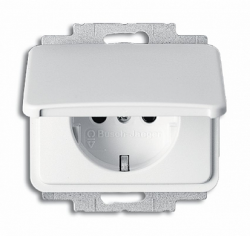 ABB BJE Alpha Nea/Exl Бел глянц Розетка с/з с крышкой арт. 2018-0-1040