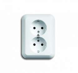 ABB BJE Alpha Nea/Exl Бел мат Розетка 2-ая с/з литая арт. 2014-0-1064