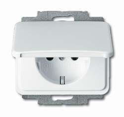 ABB BJE Alpha Nea/Exl Бел мат Розетка с/з с крышкой арт. 2018-0-0711