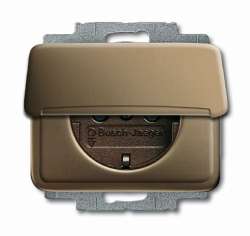 ABB BJE Alpha Nea/Exl Бронза Розетка с/з с крышкой арт. 2018-0-0703