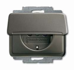 ABB BJE Alpha Nea/Exl Платина Розетка с/з с крышкой арт. 2018-0-0695