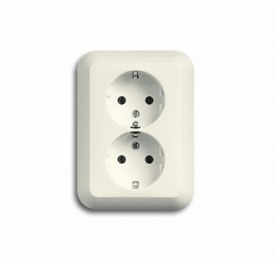ABB BJE Alpha Nea Крем Розетка 2-я с/з литая арт. 2014-0-1346