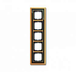 ABB BJE Династия Полированная латунь/Черное стекло Рамка 5-ая арт. 1754-0-4569