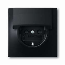 ABB BJE Impuls Чёрный Бриллиант Розетка с/з с крышкой арт. 2018-0-1198