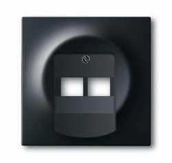 ABB BJE Impuls Черный бархат Накладка 2-ой ТЛФ и комп розетки наклонной (мех214/15/17) арт. 1753-0-0161