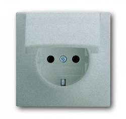 ABB BJE Impuls Серебро металлик Розетка с/з с крышкой арт. 2018-0-1489