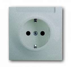 ABB BJE Impuls Серебро металлик Розетка с/з с шильдиком арт. 2011-0-3847