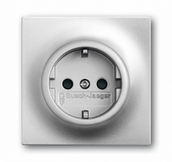 ABB BJE Impuls Серебро металлик Розетка с/з с защитными шторками арт. 2013-0-5275