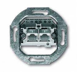 ABB BJE Мех Розетка ТЛФ 2-ая наклонная с общим входом (RJ 11/12RJ 45 кат3,2х8(8) арт. 0230-0-0235