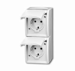 ABB BJE Ocean Альп. Бел. Розетка SCHUKO 16А 250В IP44, 2-я вертикальная, д/откр.монтажа арт. 2084-0-0710