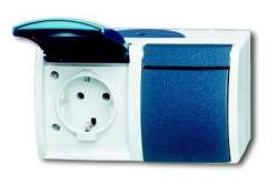 ABB BJE Ocean Розетка 2-ая с/з гориз IP44 накладная арт. 2084-0-0726