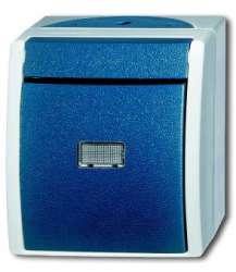 ABB BJE Ocean Серый/Сине-зеленый Кнопка 1-ая, 1-полюсная с/п, IP44,открытого монтажа арт. 1484-0-0383