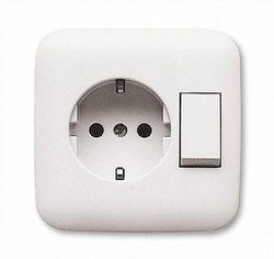 ABB BJE Reflex Переключатель и розетка с/з в корпусе (не требует 1-ой рамки) арт. 1611-0-0169