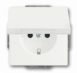 ABB BJE Solo/Future Белый бархат Розетка с/з с крышкой арт. 2018-0-1494