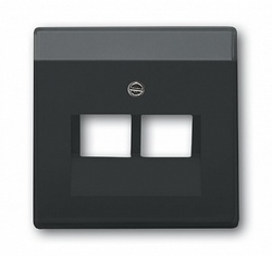 ABB BJE Solo/Future Черный Антрацит Накладка 2-ой ТЛФ и комп розетки наклонной (мех214/15/17) арт. 1710-0-3615