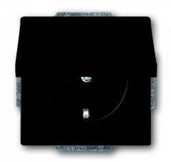 ABB BJE Solo/Future Черный бархат Розетка с/з с крышкой арт. 2018-0-1495