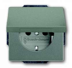 ABB BJE Solo/Future Серый Металлик Розетка с/з с крышкой арт. 2018-0-1493