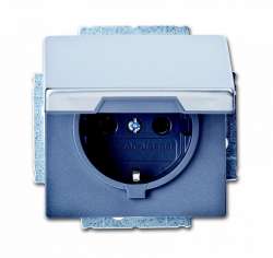 ABB BJE Сталь Розетка с/з с крышкой арт. 2018-0-1490