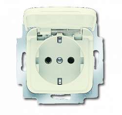 ABB Busch Duro Розетка с/з 16А 250В с крышкой, слоновая кость арт. 2018-0-0596