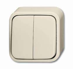 ABB Busch Duro Выключатель 2-клавишный, с подсветкой, откр.монтаж, IP44, слоновая кость арт. 1042-0-0670