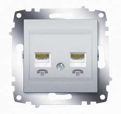 ABB Cosmo Алюминий Розетка TF 2-ая (RJ 11 + RJ 11) арт. 619-011000-222