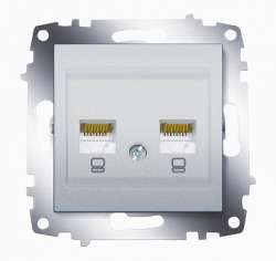 ABB Cosmo Алюминий Розетка комп. 2-ая (RJ45 cat 6 + RJ45 cat 6) арт. 619-011000-248
