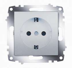 ABB Cosmo Алюминий Розетка с/з с защитными шторками арт. 619-011000-243