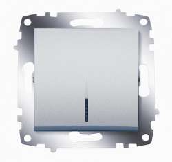 ABB Cosmo Алюминий Выключатель 1 кл с подсв. арт. 619-011000-201