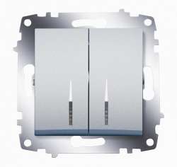 ABB Cosmo Алюминий Выключатель 2кл с подсв. арт. 619-011000-203