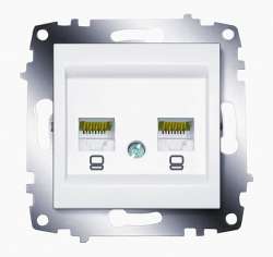 ABB Cosmo Бел Розетка комп. 2-ая (RJ45 cat 6 + RJ45 cat 6) арт. 619-010200-248