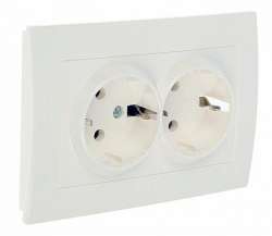 ABB Cosmo Бел Розетка с/з двойная арт. 632-010200-907