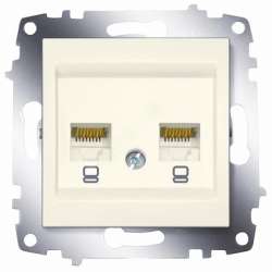 ABB Cosmo Крем Розетка комп. 2-ая (RJ45 cat 6 + RJ45 cat 6) арт. 619-010300-248