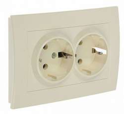 ABB Cosmo Крем Розетка с/з двойная арт. 632-010300-907