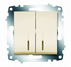 ABB Cosmo Крем Выключатель 2 кл с подсв. арт. 619-010300-203